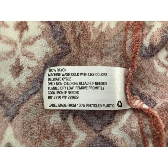 KNOX ROSE Kimono Cardigan Top Size XL/XXL Rust Pink Boho Pattern 100% Rayon - Picture 8 of 8